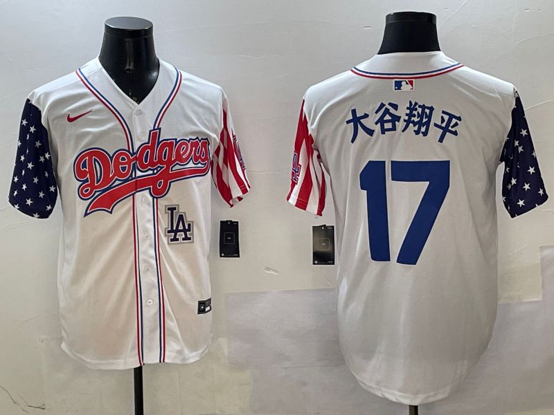 Men Los Angeles Dodgers #17 Ohtani White a generation of national flags Joint name 2025 Nike MLB Jersey style 8